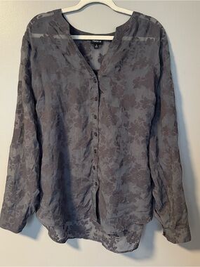 Torrid | Gray Burnout Floral Semi Sheer Blouse